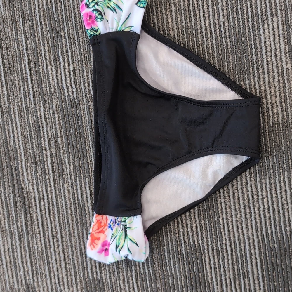 Girls Black & Floral Swim Bottom NWT